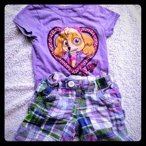 Paw Patrol T-shirt & Plaid Old Navy Shorts